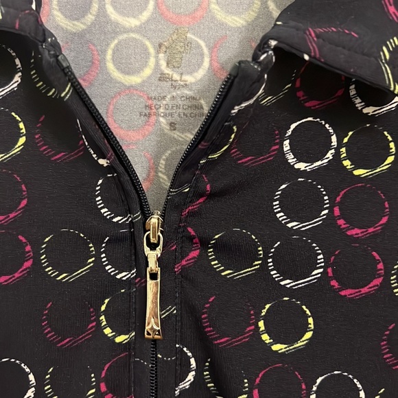 Jofit Ladies Navy Circle Pattern Golf Polo SZ SMALL - Picture 2 of 6